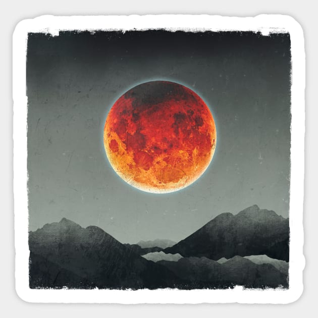 Blood Moon and Mountains Sticker by DyrkWyst